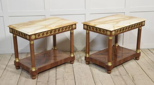 PAIR OF MARBLE TOP SIDE TABLES - ADDITIONAL PHOTO 4