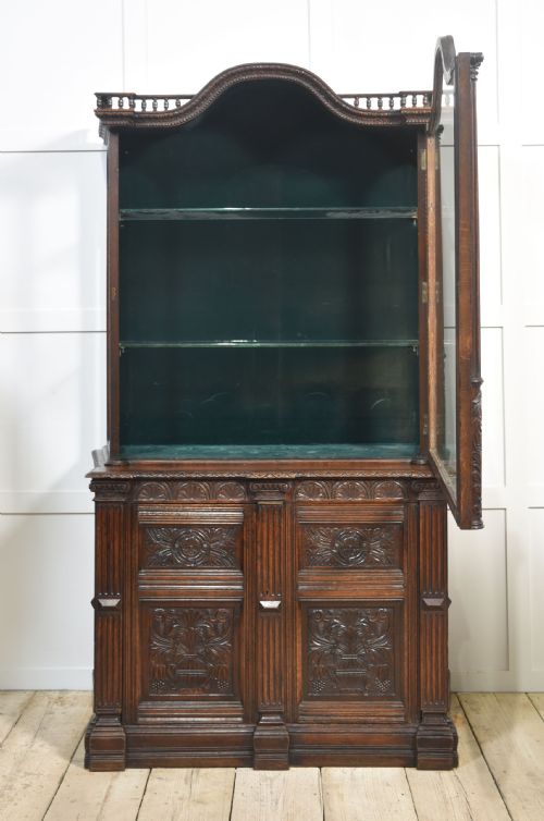 CARVED OAK DISPLAY CABINET - ADDITIONAL PHOTO 2