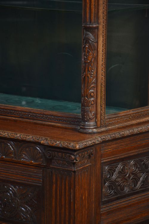 CARVED OAK DISPLAY CABINET - ADDITIONAL PHOTO 9