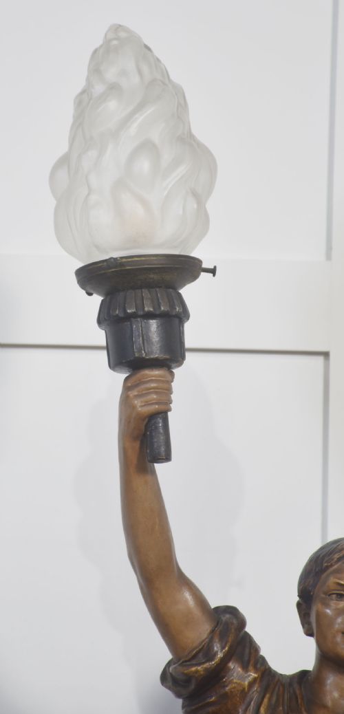 AUSTRIAN PAINTED TERRACOTTA FIGURAL TABLE LAMP - ADDITIONAL PHOTO 3