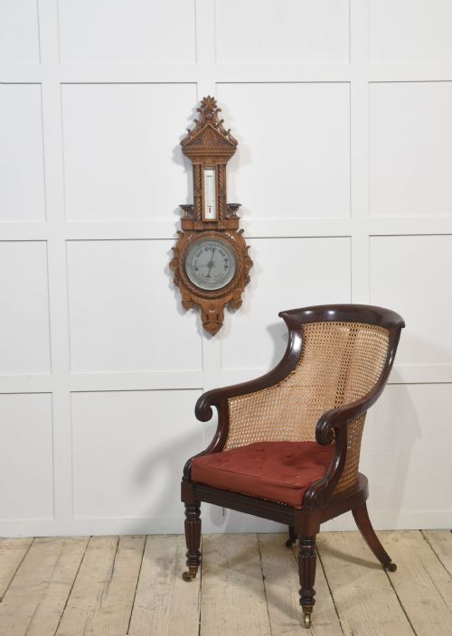 CARVED OAK WALL HANGING BANJO BAROMETER - ADDITIONAL PHOTO 7