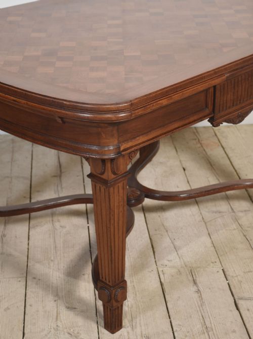 WALNUT PARQUETRY DRAWLEAF TABLE - ADDITIONAL PHOTO 2