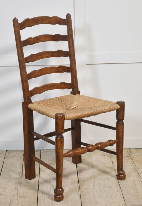 SET OF SIX OAK LADDER BACK DINING CHAIRS - ADDITIONAL PHOTO 7