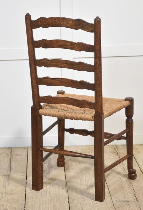SET OF SIX OAK LADDER BACK DINING CHAIRS - ADDITIONAL PHOTO 8