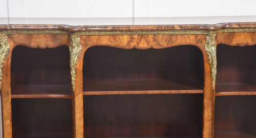 GILT METAL MOUNTED WALNUT BREAKFRONT OPEN BOOKCASE - ADDITIONAL PHOTO 3
