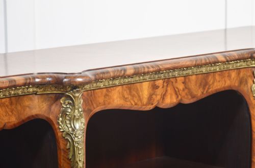 GILT METAL MOUNTED WALNUT BREAKFRONT OPEN BOOKCASE - ADDITIONAL PHOTO 6