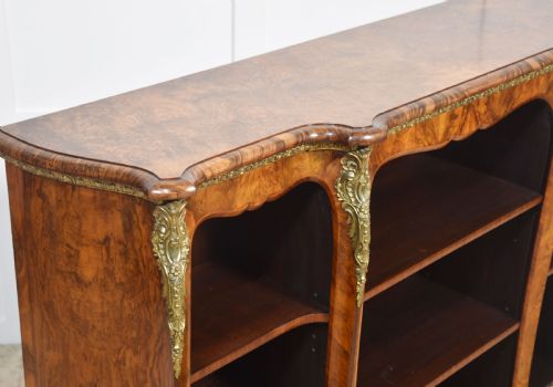 GILT METAL MOUNTED WALNUT BREAKFRONT OPEN BOOKCASE - ADDITIONAL PHOTO 7