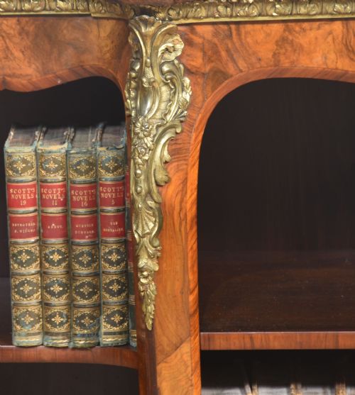 GILT METAL MOUNTED WALNUT BREAKFRONT OPEN BOOKCASE - ADDITIONAL PHOTO 12
