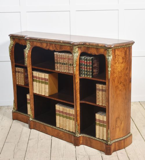 GILT METAL MOUNTED WALNUT BREAKFRONT OPEN BOOKCASE - ADDITIONAL PHOTO 13
