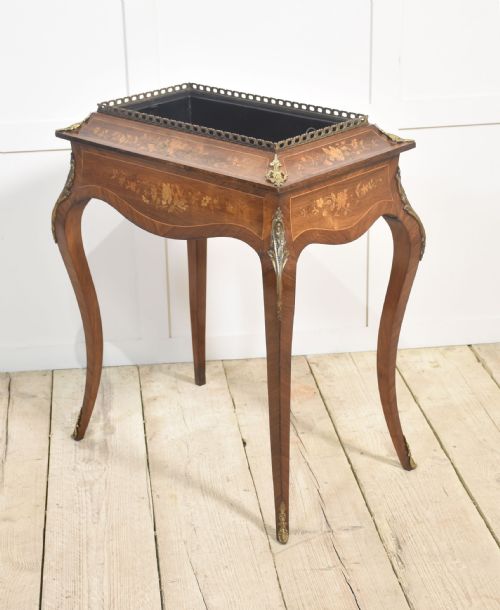 19TH CENTURY MAHOGANY INLAID JARDINERE PLANTER - ADDITIONAL PHOTO 2