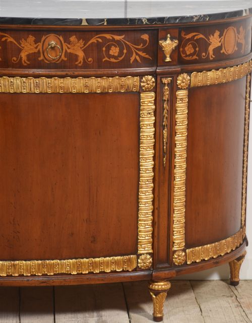 ITALIAN MARQUETRY AND MAHOGANY PARCEL GILT BOW FRONT CABINET - ADDITIONAL PHOTO 1