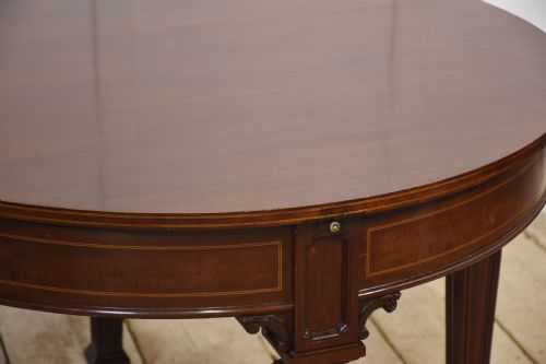 MAHOGANY CIRCULAR EXTENDING DINING TABLE - ADDITIONAL PHOTO 14