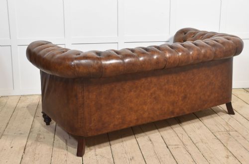 BROWN LEATHER DEEP BUTTONED CHESTERFIELD - ADDITIONAL PHOTO 14