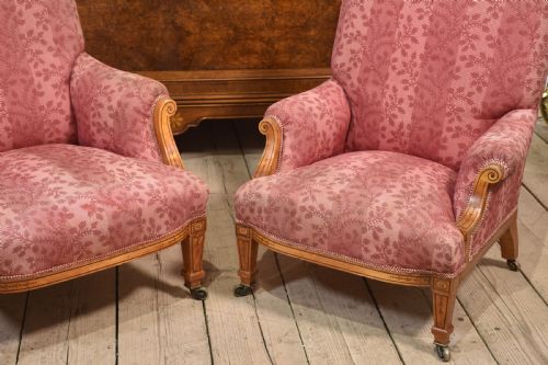 PAIR OF SATINWOOD LOUNGE CHAIRS - ADDITIONAL PHOTO 1