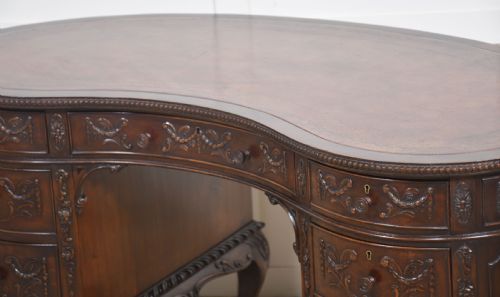 CARVED MAHOGANY KIDNEY SHAPED DESK - ADDITIONAL PHOTO 6