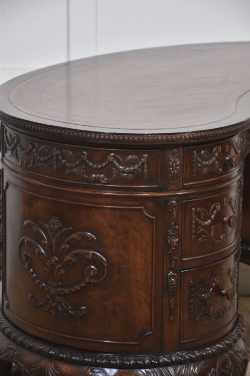 CARVED MAHOGANY KIDNEY SHAPED DESK - ADDITIONAL PHOTO 12