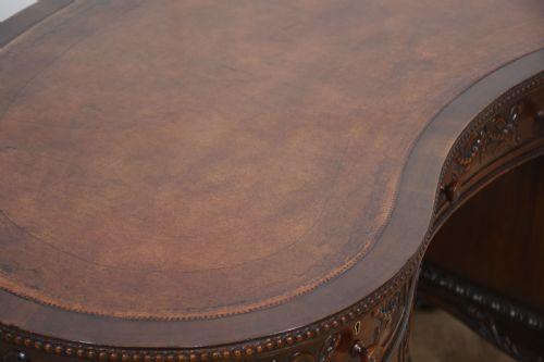 CARVED MAHOGANY KIDNEY SHAPED DESK - ADDITIONAL PHOTO 13