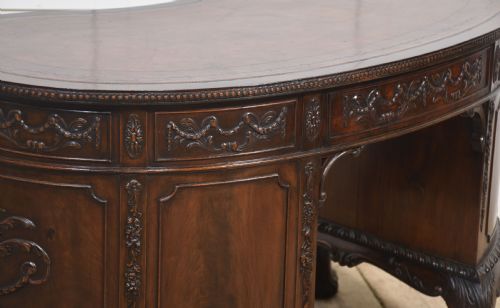CARVED MAHOGANY KIDNEY SHAPED DESK - ADDITIONAL PHOTO 17