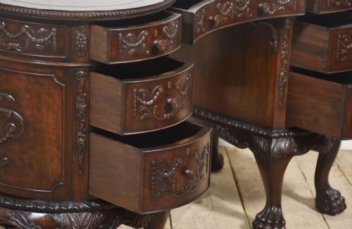 CARVED MAHOGANY KIDNEY SHAPED DESK - ADDITIONAL PHOTO 19