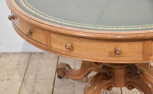 19TH CENTURY OAK DRUM TABLE - ADDITIONAL PHOTO 6