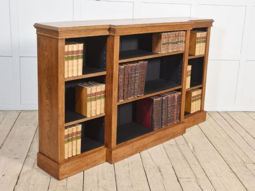 OAK BREAKFRONT OPEN BOOKCASE - ADDITIONAL PHOTO 2