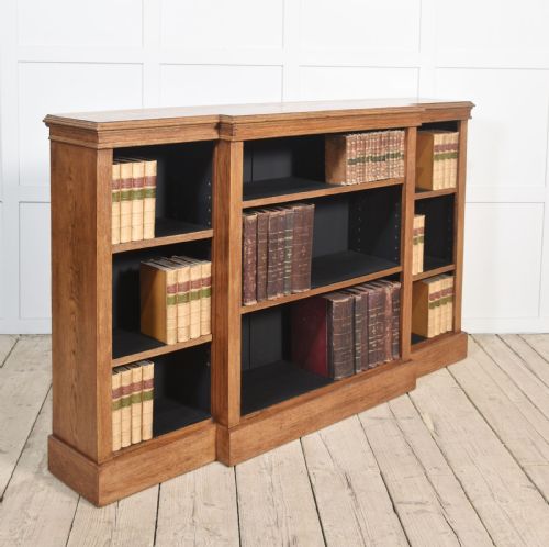 OAK BREAKFRONT OPEN BOOKCASE - ADDITIONAL PHOTO 5