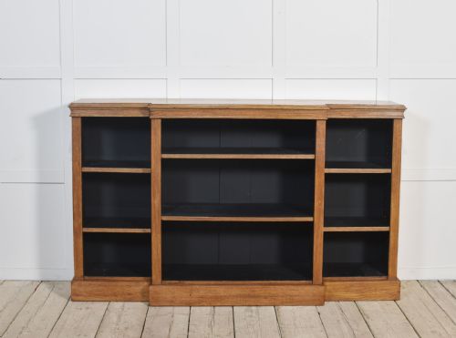 OAK BREAKFRONT OPEN BOOKCASE - ADDITIONAL PHOTO 6