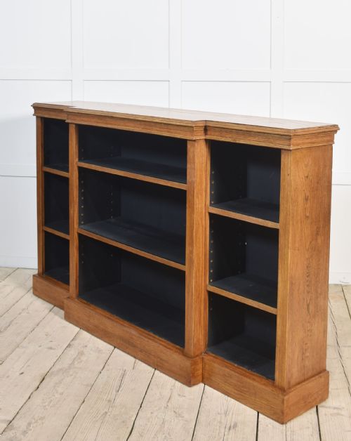 OAK BREAKFRONT OPEN BOOKCASE - ADDITIONAL PHOTO 8