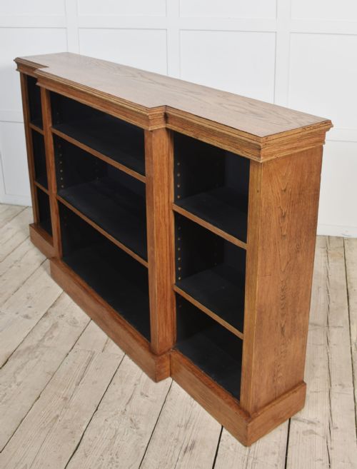 OAK BREAKFRONT OPEN BOOKCASE - ADDITIONAL PHOTO 9