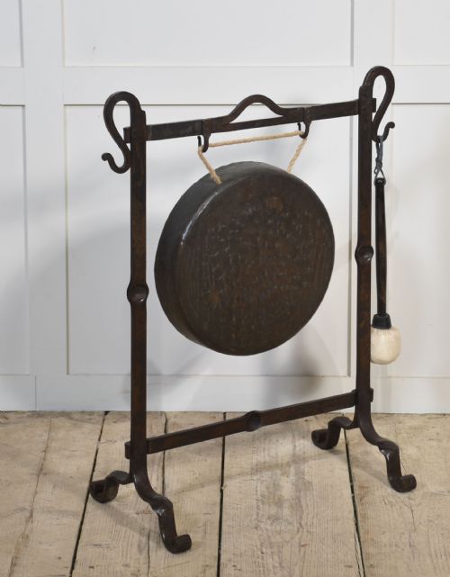 WROUGHT IRON FRAMED DINNER GONG - ADDITIONAL PHOTO 4