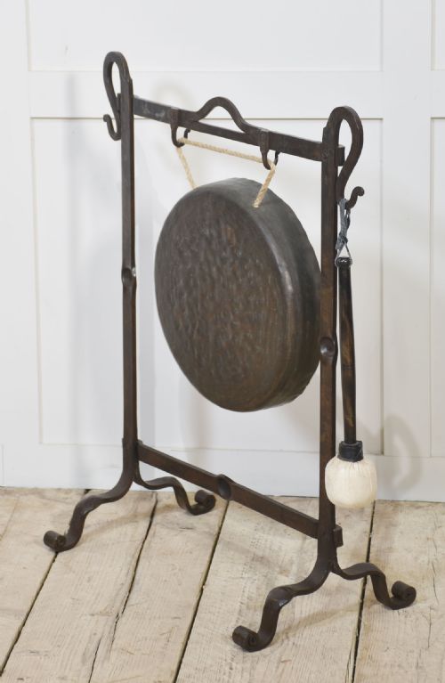 WROUGHT IRON FRAMED DINNER GONG - ADDITIONAL PHOTO 5