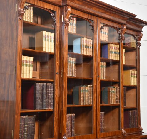 19TH CENTURY MAHOGANY LIBRARY BREAKFRONT BOOKCASE - ADDITIONAL PHOTO 7