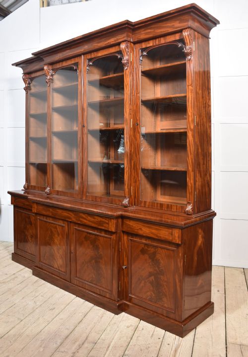 19TH CENTURY MAHOGANY LIBRARY BREAKFRONT BOOKCASE - ADDITIONAL PHOTO 11