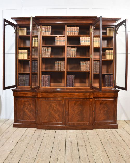 19TH CENTURY MAHOGANY LIBRARY BREAKFRONT BOOKCASE - ADDITIONAL PHOTO 16