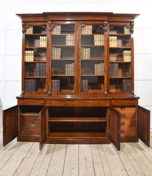 19TH CENTURY MAHOGANY LIBRARY BREAKFRONT BOOKCASE - ADDITIONAL PHOTO 20
