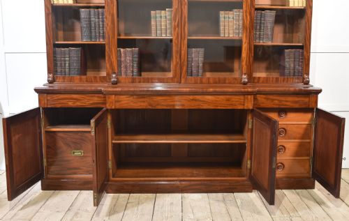 19TH CENTURY MAHOGANY LIBRARY BREAKFRONT BOOKCASE - ADDITIONAL PHOTO 21