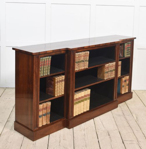 19TH CENTURY ROSEWOOD DWARF BREAKFRONT OPEN BOOKCASE - ADDITIONAL PHOTO 2