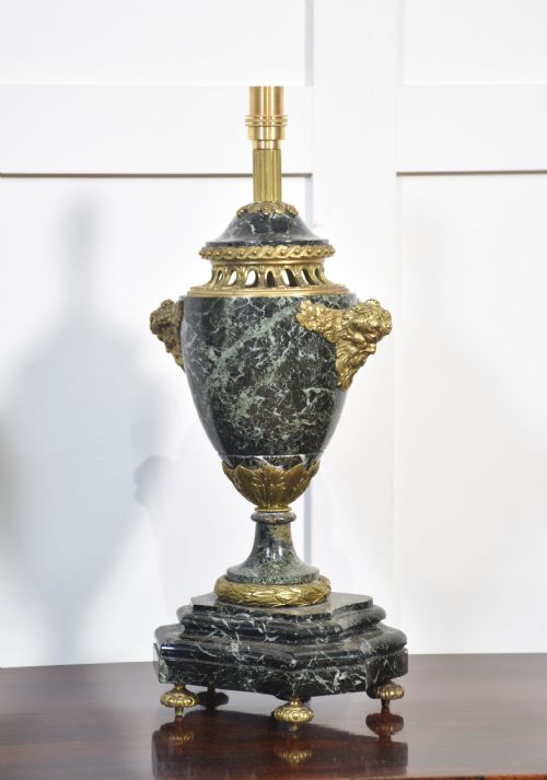 PAIR OF FRENCH ORMOLU MOUNTED MARBLE TABLE LAMPS - ADDITIONAL PHOTO 7