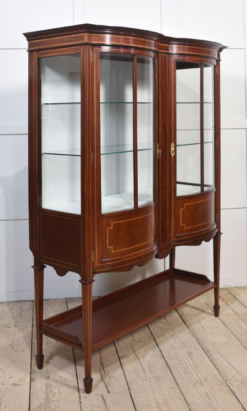 MAHOGANY BOW FRONT DISPLAY CABINET - ADDITIONAL PHOTO 4