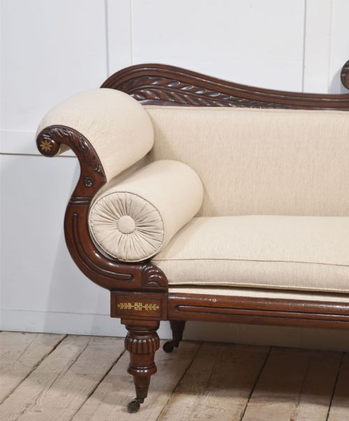 REGENCY MAHOGANY BRASS INLAID SETTEE - ADDITIONAL PHOTO 2