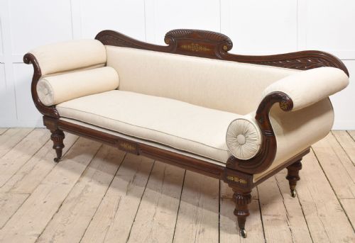 REGENCY MAHOGANY BRASS INLAID SETTEE - ADDITIONAL PHOTO 4