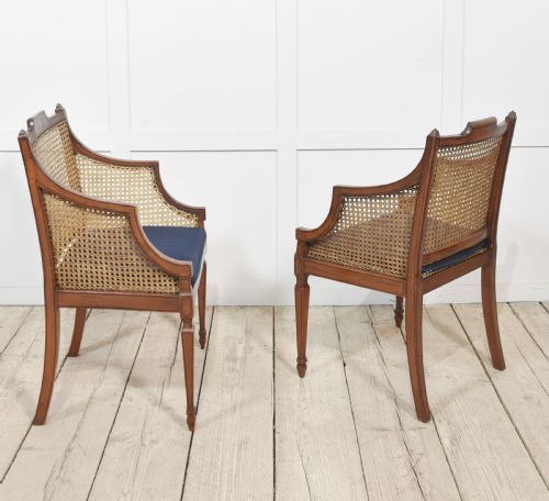 PAIR OF SHERATON REVIVAL SATINWOOD AND BERGERE ARMCHAIRS - ADDITIONAL PHOTO 7