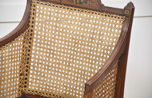 PAIR OF SHERATON REVIVAL SATINWOOD AND BERGERE ARMCHAIRS - ADDITIONAL PHOTO 8