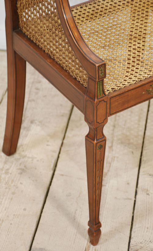 PAIR OF SHERATON REVIVAL SATINWOOD AND BERGERE ARMCHAIRS - ADDITIONAL PHOTO 11