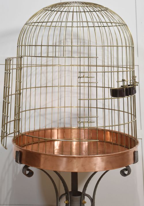 SUBSTANTIAL BRASS AND COPPER BIRD CAGE - ADDITIONAL PHOTO 4