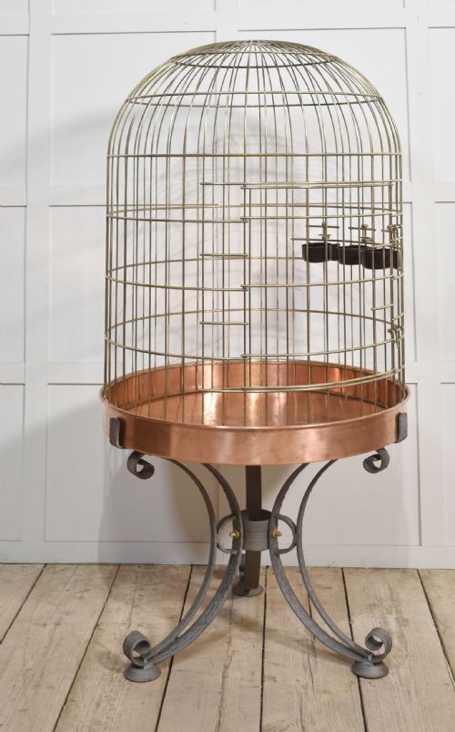 SUBSTANTIAL BRASS AND COPPER BIRD CAGE - ADDITIONAL PHOTO 7