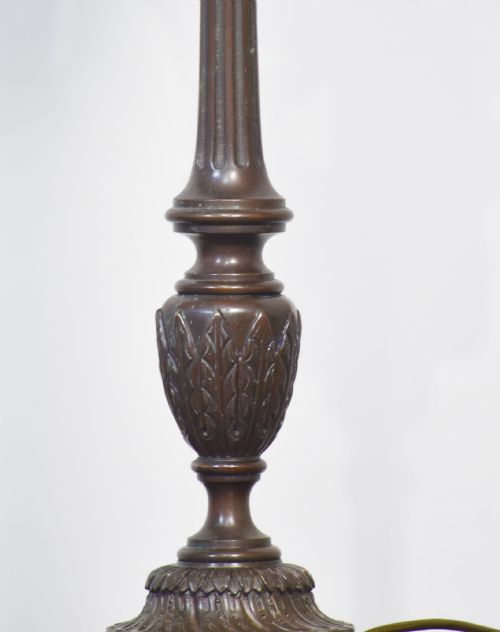 PAIR OF BRONZE NEWEL POST LAMPS - ADDITIONAL PHOTO 1