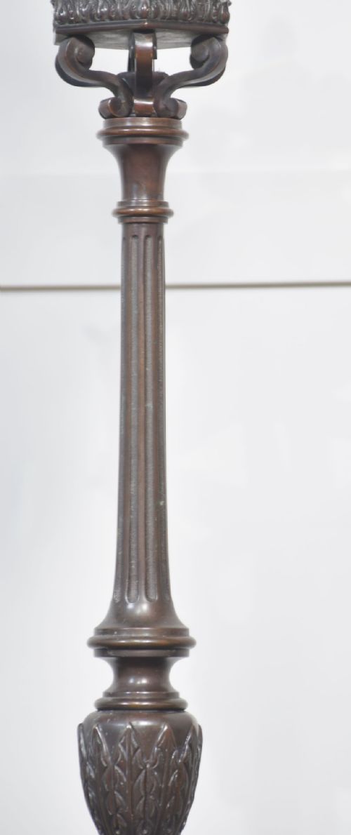 PAIR OF BRONZE NEWEL POST LAMPS - ADDITIONAL PHOTO 6