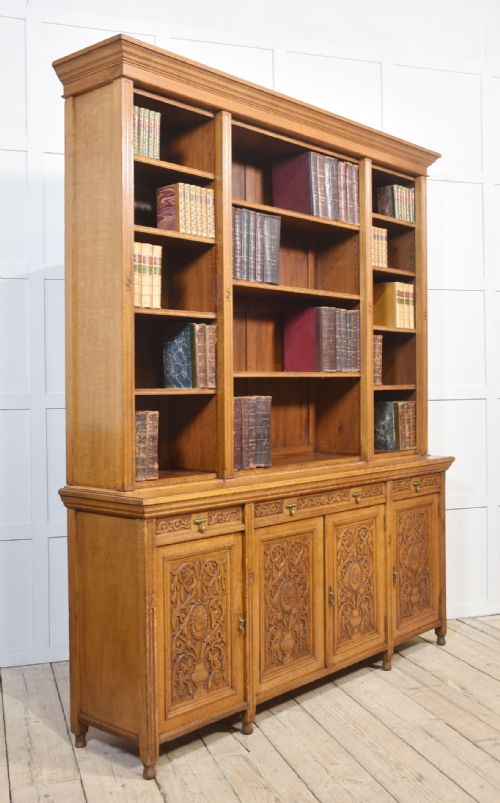 LARGE CARVED OAK BOOKCASE - ADDITIONAL PHOTO 7