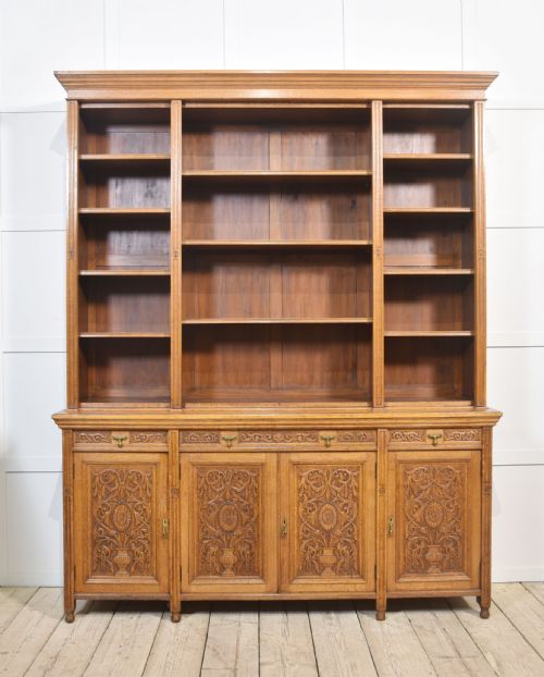 LARGE CARVED OAK BOOKCASE - ADDITIONAL PHOTO 9
